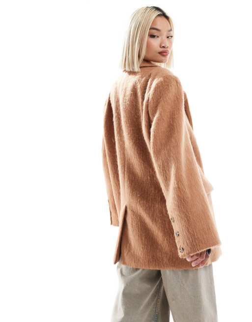 Native Youth – Kamelbrun, borstad kavaj i oversize, 3 av 4