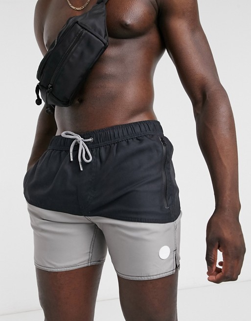 Native Youth Kazan swim shorts recycled polyester in black colour block