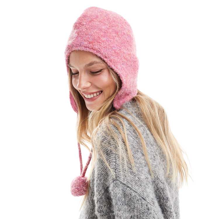 Native Youth knitted bonnet hat in pink marl | ASOS