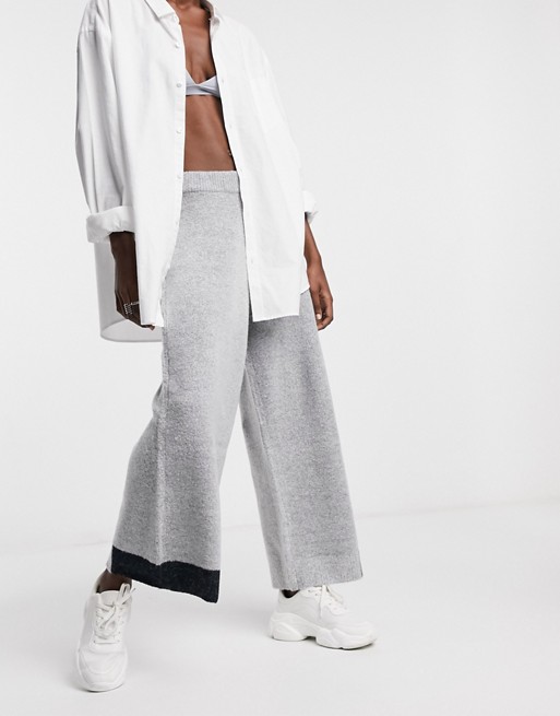 Native Youth knitted wide leg trousers in grey