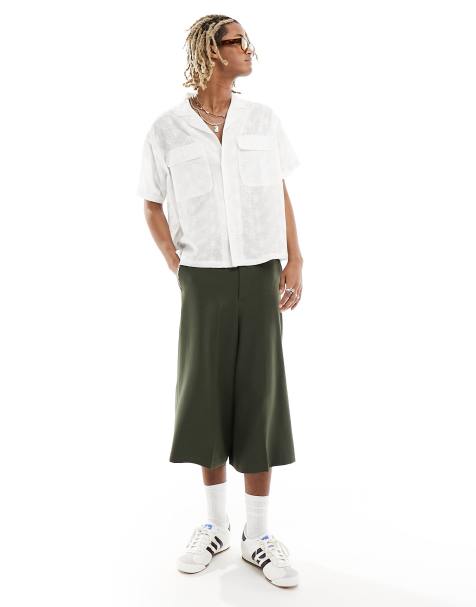 Native Youth lace jacquard boxy fit shirt with chest pockets in white - view 1