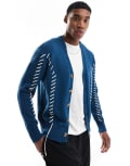 [Native Youth] Native Youth lace-up detail relaxed cardigan in teal blue Chest 38 Teal Blue