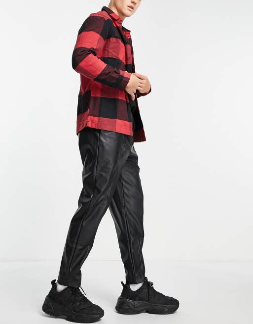 Native Youth - Leren broek met pin tuck in zwarte wassing - BLACK