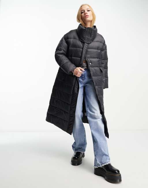 Native Youth longline padded coat in black ASOS
