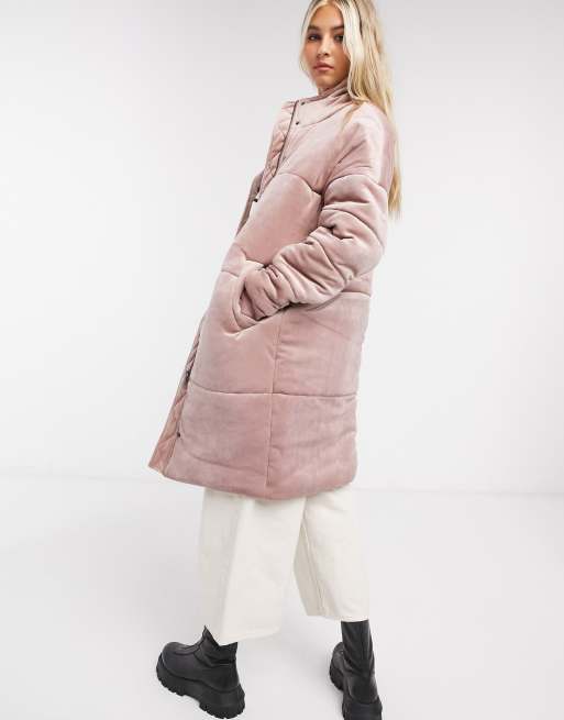 Pink velvet outlet puffer jacket