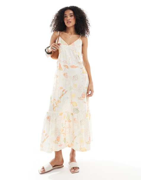 Native Youth - Maxi cami jurk met strandprint in multi - view 1