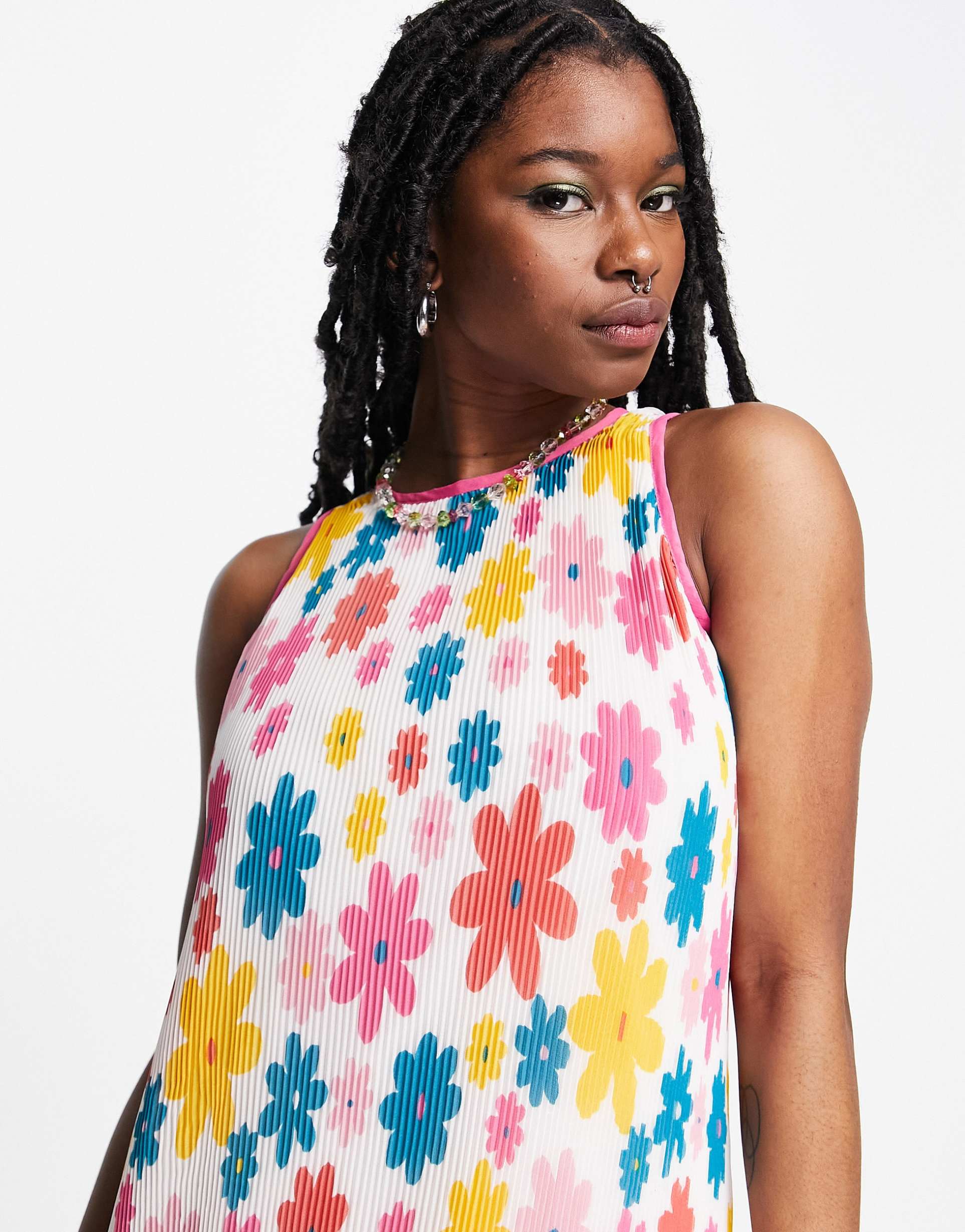 Native Youth maxi dress in vintage floral plisse view 4
