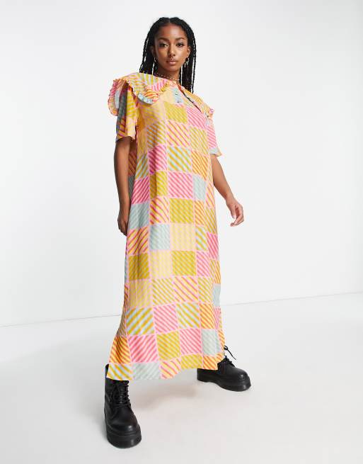 Checked store maxi dress