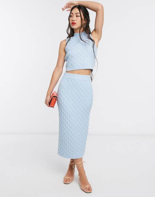 Native Youth midi pencil skirt in cable knit co ord