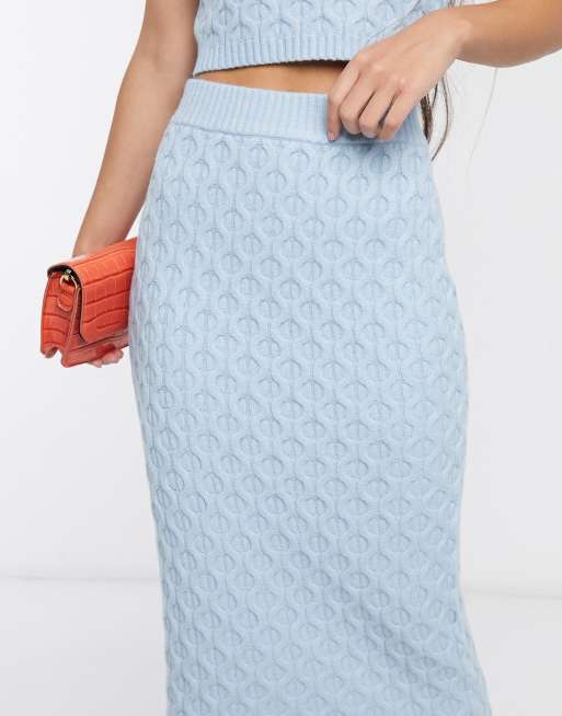 Native Youth midi pencil skirt in cable knit two piece