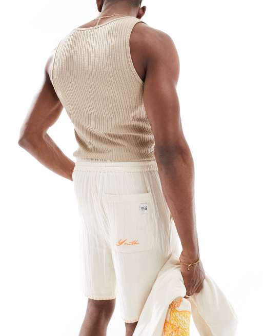 Native Youth – Mittellange Shorts in Creme mit besticktem Besatz, 3 von 5