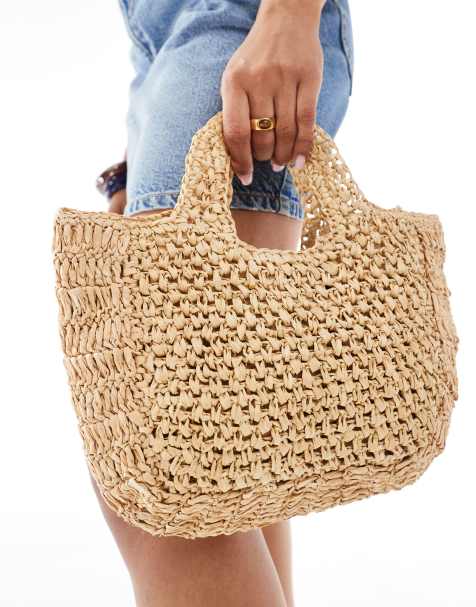 Native Youth – Naturfärgad miniväska i raffia med topphandtag - view 1