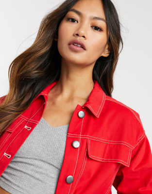 asos red denim jacket
