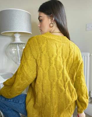 mustard cable knit sweater