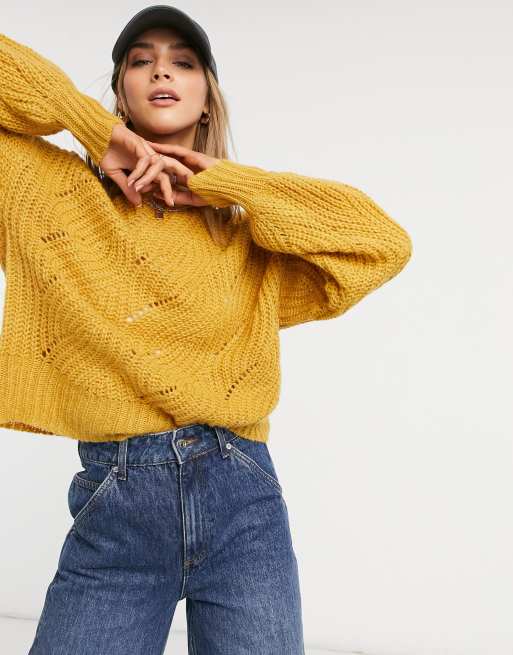 Native Youth oversized jumper in yellow