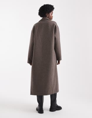 Native Youth Oversized Longline Wool Blend Overcoat In Brown