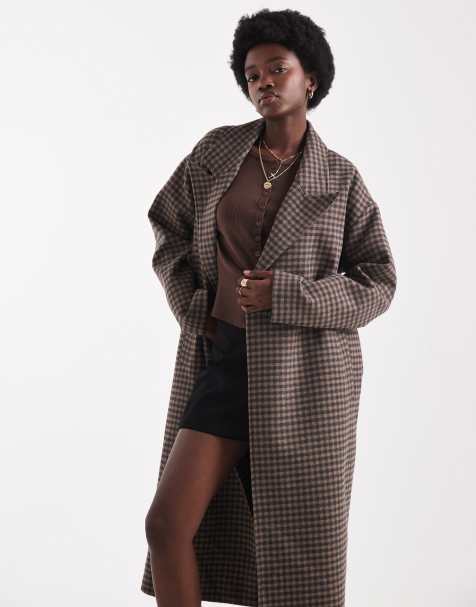 Native Youth oversized longline wool overcoat in brown  - view 1