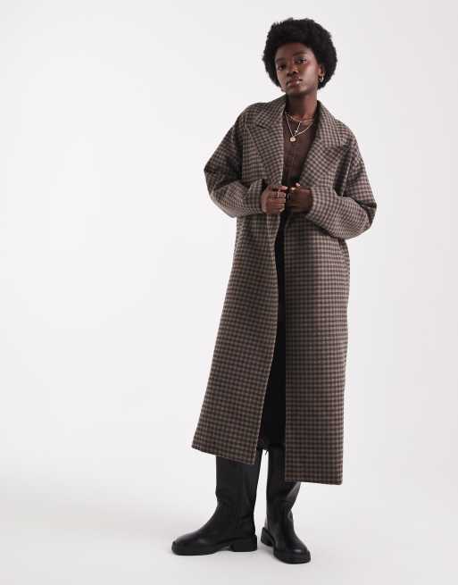 Native Youth oversized longline wool overcoat in brown , 4 of 4