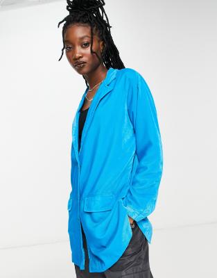 Native Youth oversized relaxed blazer in pop blue velvet - part of a set