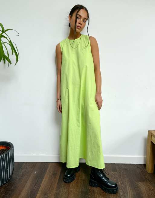 Native Youth oversized swing dress in lime poplin