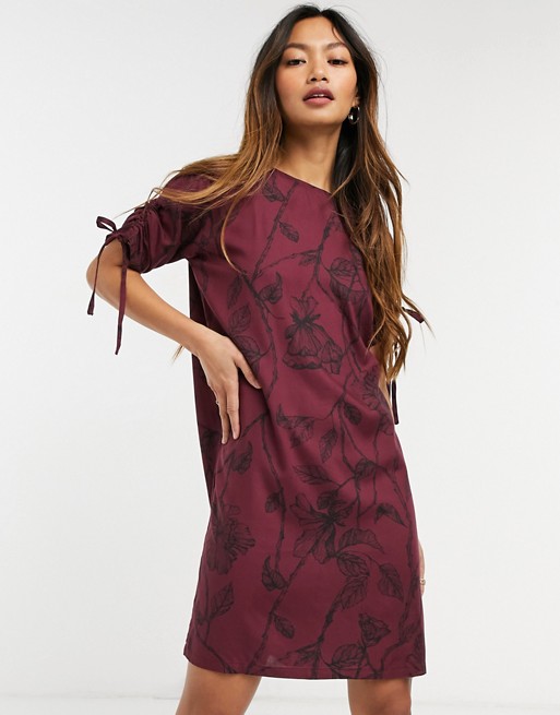 Native Youth oversized t-shirt dress in burgundy