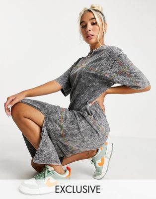 Native Youth oversized t-shirt dress with exposed neon seams