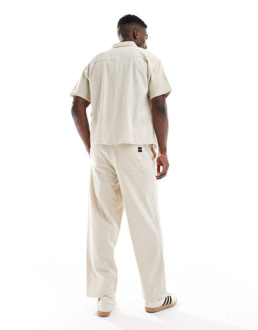 Native Youth - Pantalon d'ensemble décontracté en lin avec broderies Cornely - Crème, 5 de 5