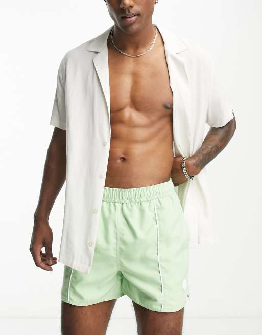 Native Youth - Pantaloncini da bagno verdi con cuciture a vista - MGREEN, 3 di 4