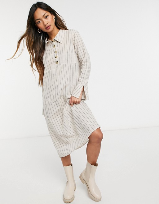 Native Youth pin striped dress with collar