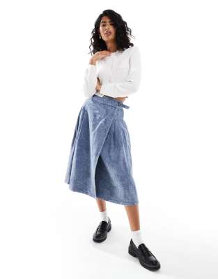 Native Youth pleated jaquard kilt midi skirt in grey φωτογραφία