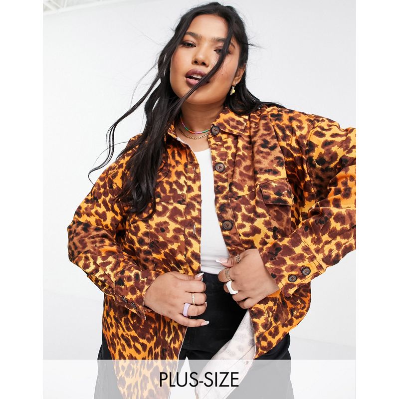 Native Youth Plus - Camicia giacca oversize con stampa leopardata vivace