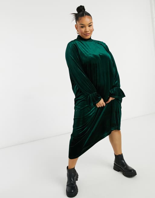 dark green smock dress Maxi Linen Dress Margo