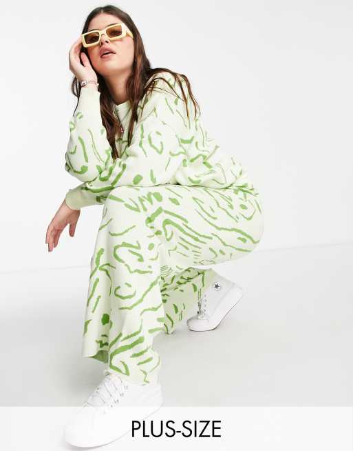 Native Youth Plus – Locker geschnittene Strickhose mit abstraktem Schnörkelmuster, Kombiteil