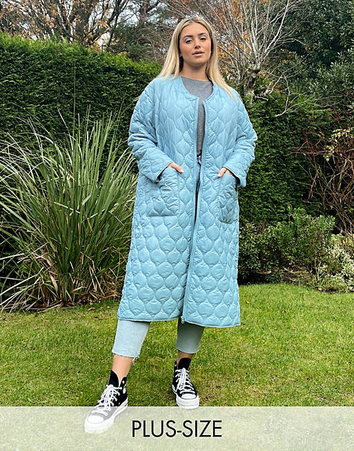 Native Youth Plus oversized long line coat in quilting
