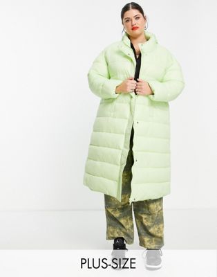 Native Youth Plus oversized longline padded coat in pastel-Green