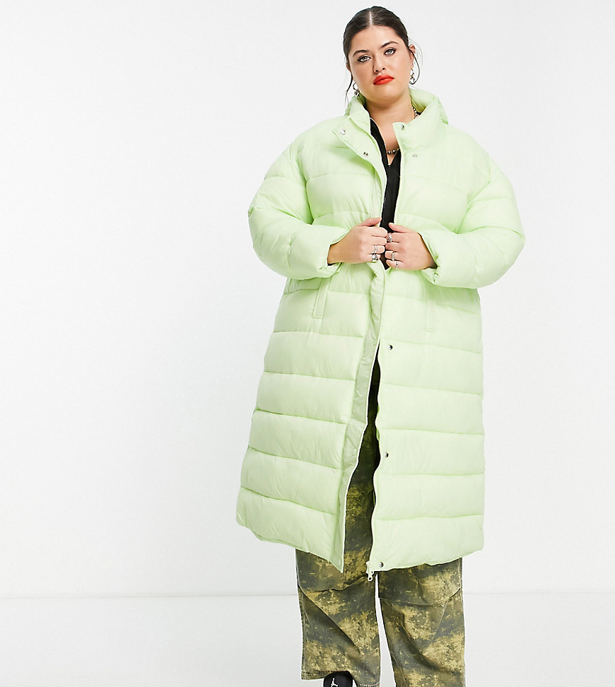 Plus-size coat by Native Youth Exclusive to ASOS High collar Zip and press-stud placket Side pockets Longline cut Oversized fit