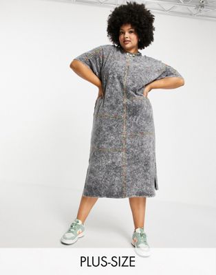 Native Youth Plus oversized t-shirt dress with exposed neon seams
