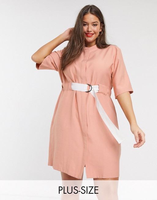 Native Youth Plus relaxed dress with contrast buckle belt