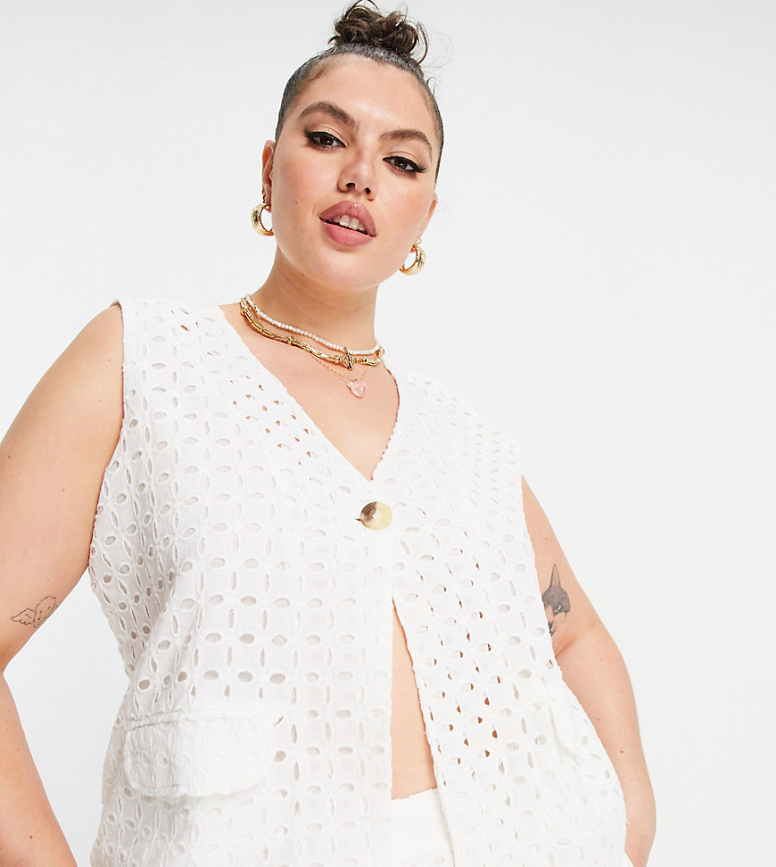 Plus-size top by Native Youth Part of a co-ord set Shorts sold separately V-neck Button fastening Sleeveless style Relaxed fit