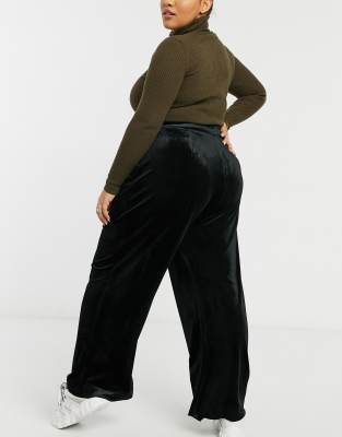 plus size black velvet pants