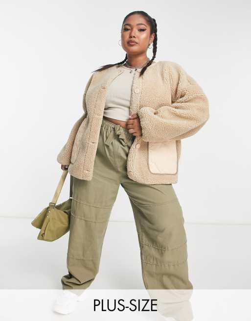 Shearling plus size on sale coats