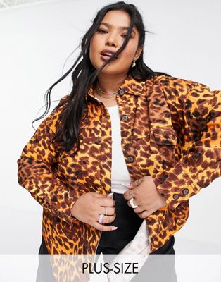 Veste chemise Native Youth Plus - Surchemise oversize à imprimé léopard