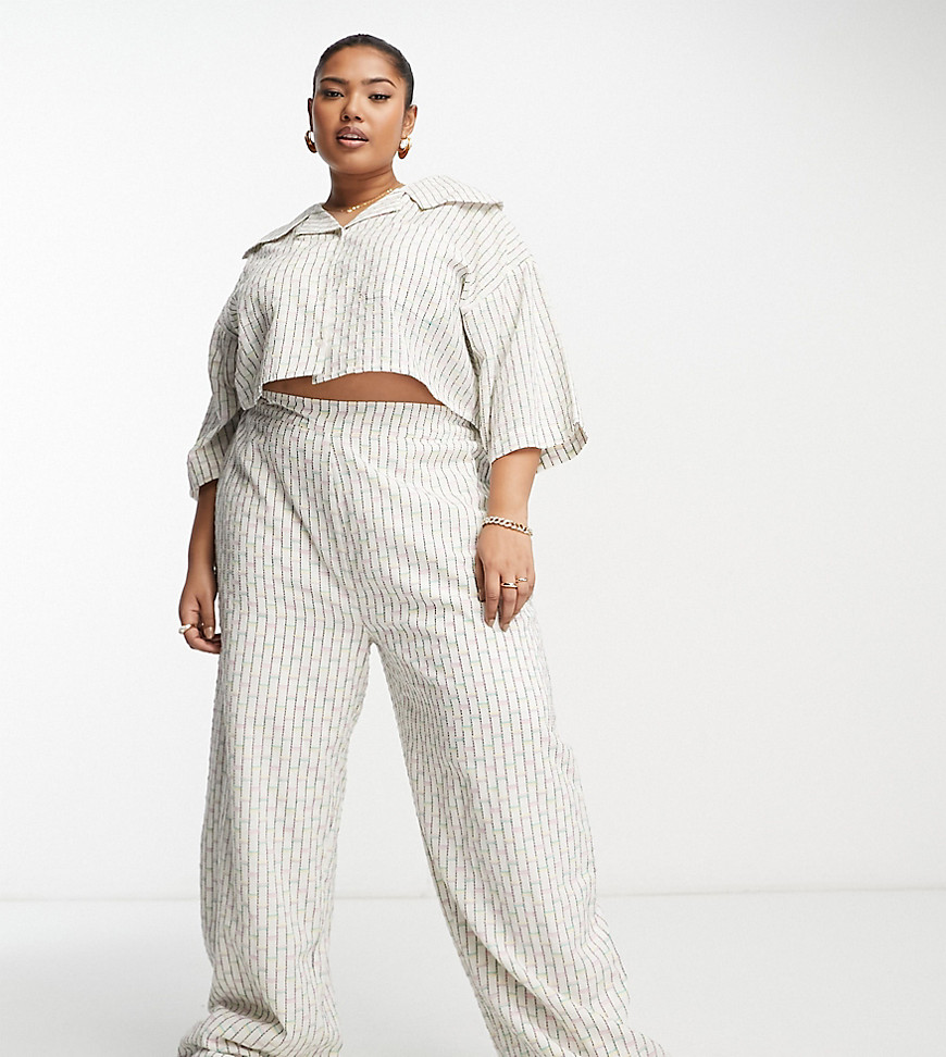 Native Youth Plus textured cotton wide leg trousers co-ord in multi