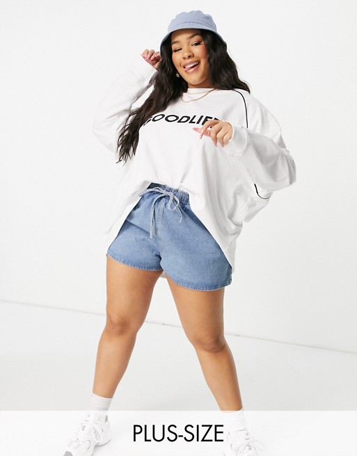 Native Youth Plus very oversized long sleeve top with goodlife embroidery