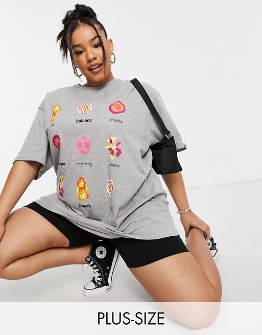 Native Youth Plus very oversized t-shirt with crystals graphic