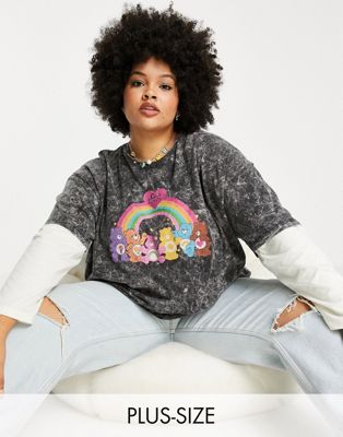 Native Youth Plus very oversized two in one skate top with care bear rainbow graphic