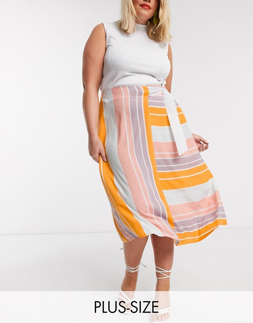 Native Youth plus wrap skirt in bright stripe