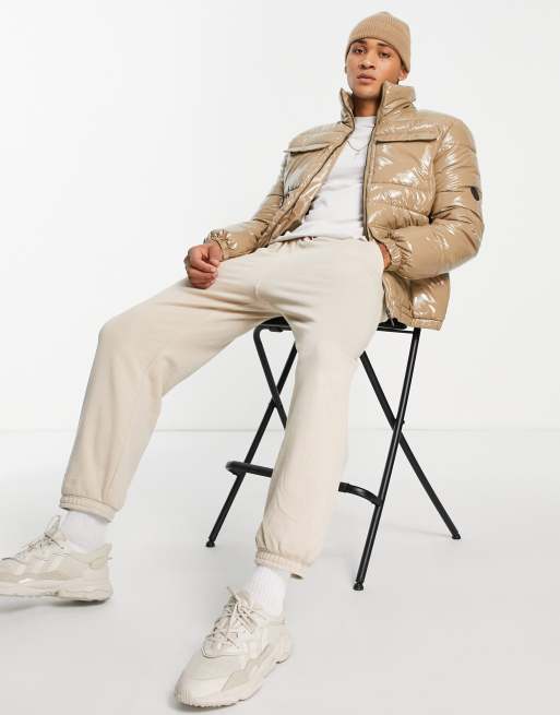 Native Youth puffer jacket in hi-shine taupe, 2 of 4
