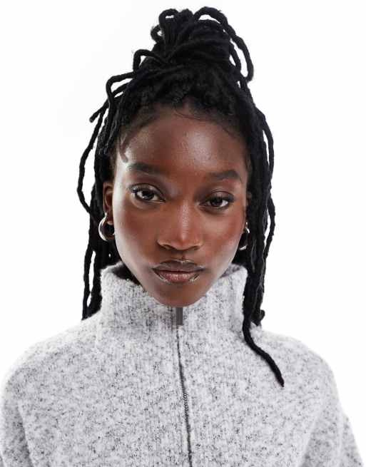 Native Youth - Pull à col cheminée zippé - Gris chiné, 3 de 4