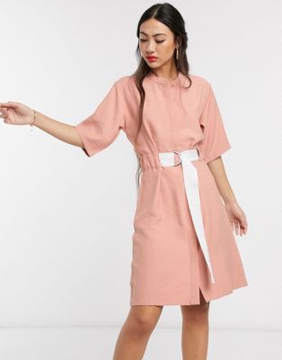 Native Youth relaxed dress with contrast buckle belt